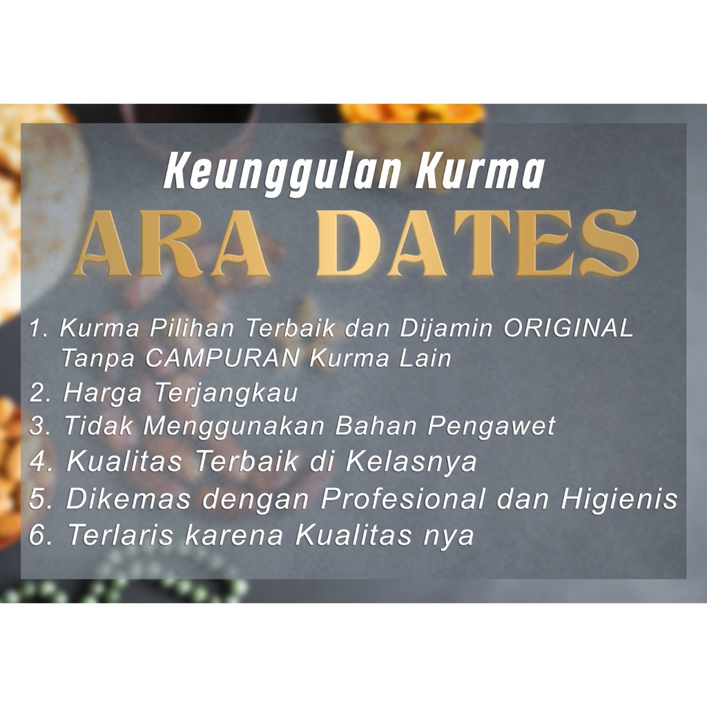 

QH Kurma Ajwa Jumbo Kemtan Premium / Kurma Rosul ARA DATES 1kg