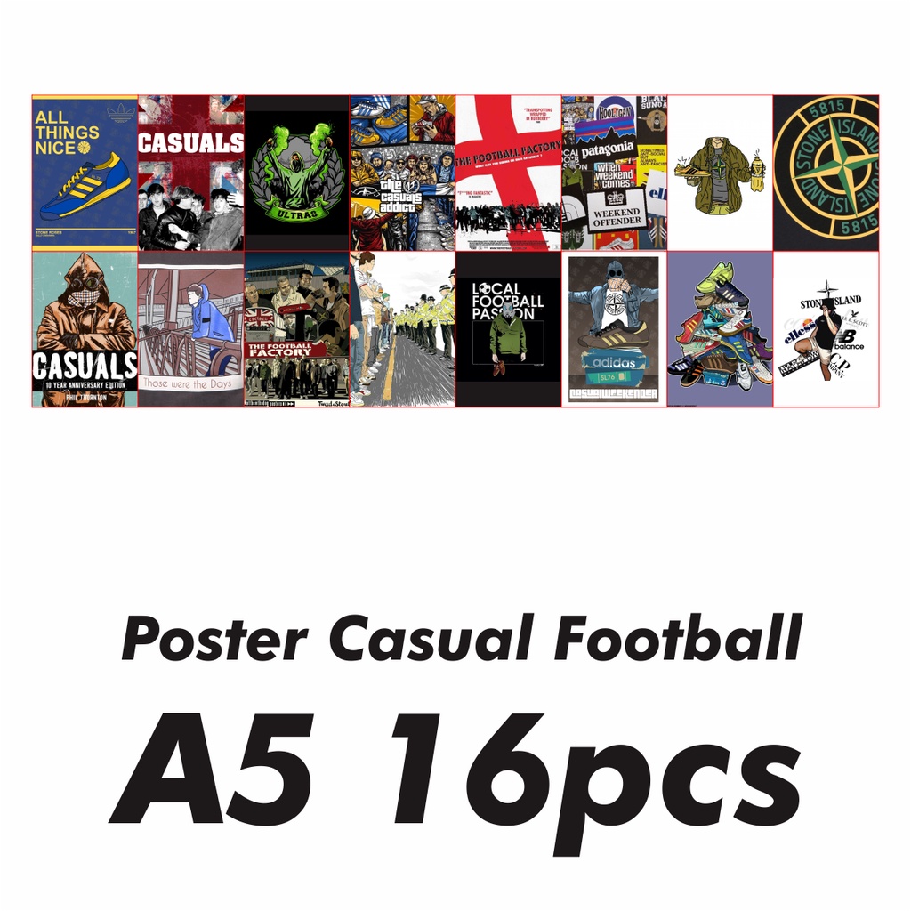 Poster Casual Football A5 16pcs Poster Aesthetic Poster Dinding Aesthetic Poster Kamar