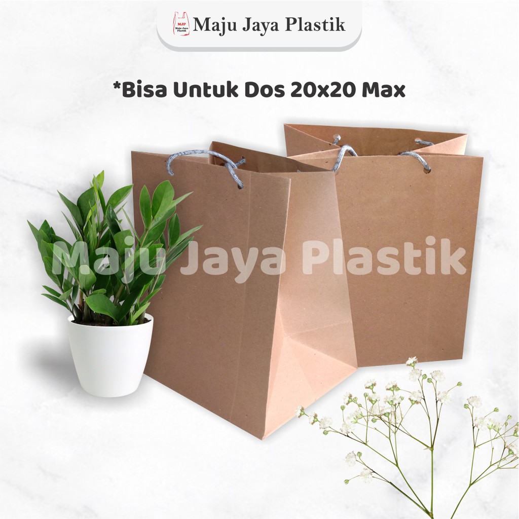 

Paper Bag 20x20x20 (PxLxT) isi 12pcs Paperbag Dus Nasi Kotak Kue Coklat Polos