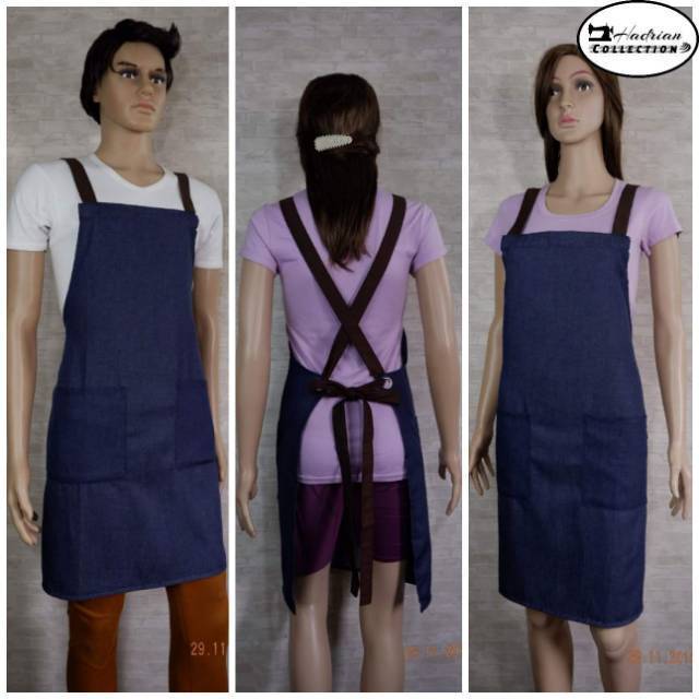 Celemek apron denim Best quality premium strap crossback ,celemek pria dan wanita Celemek murah.