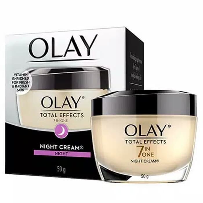 Olay NIGHT CREAM Total Effects 7in1 - Pelembab Wajah Krim Malam Skincare Anti Aging Moisturizer 50g - Total Efect Efek Effect Effec Efec 7 in 1 One