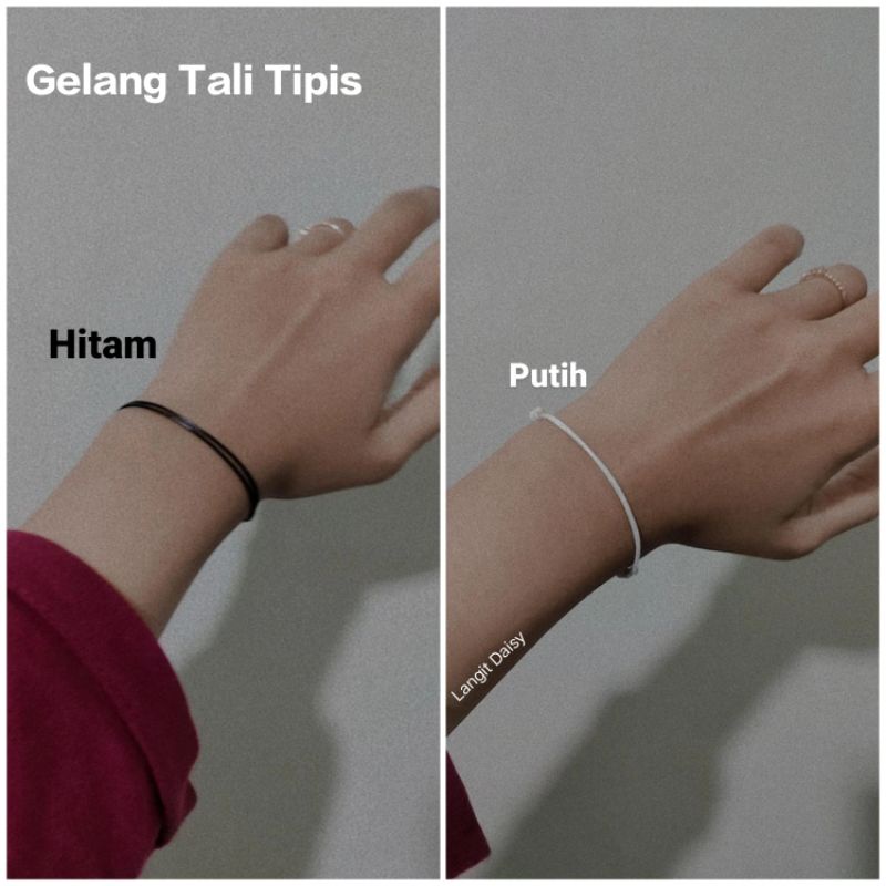 Gelang Tali Tipis Anti Air / Gelang Hitam Polos / Gelang Putih / Gelang Pria keren / Gelang Simple