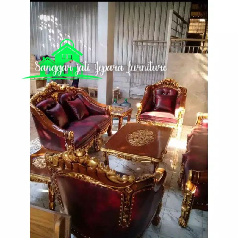 sofa tamu ganesha kombinasi emas meubel jepara