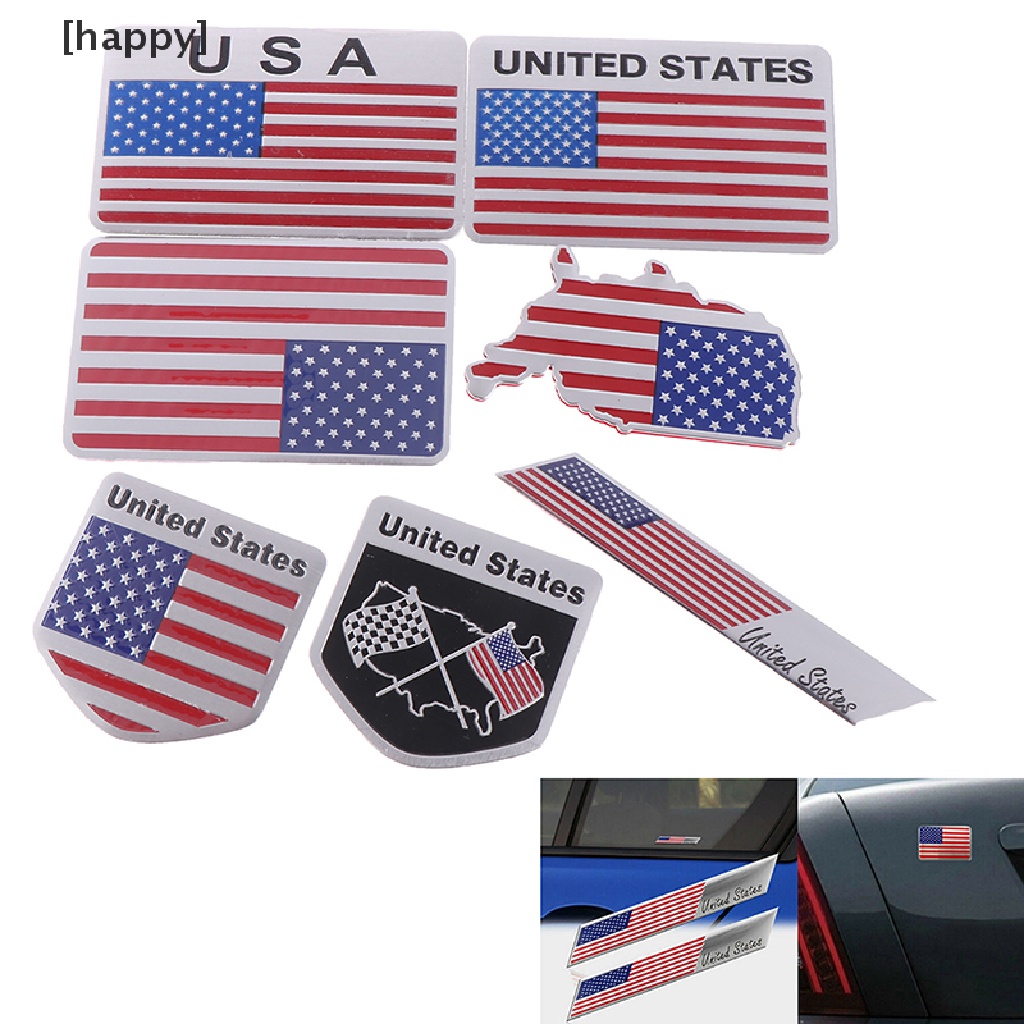 Ha 1pc Stiker Emblem Logo Bendera Amerika Bahan Alloy Untuk Dekorasi Mobilmotor