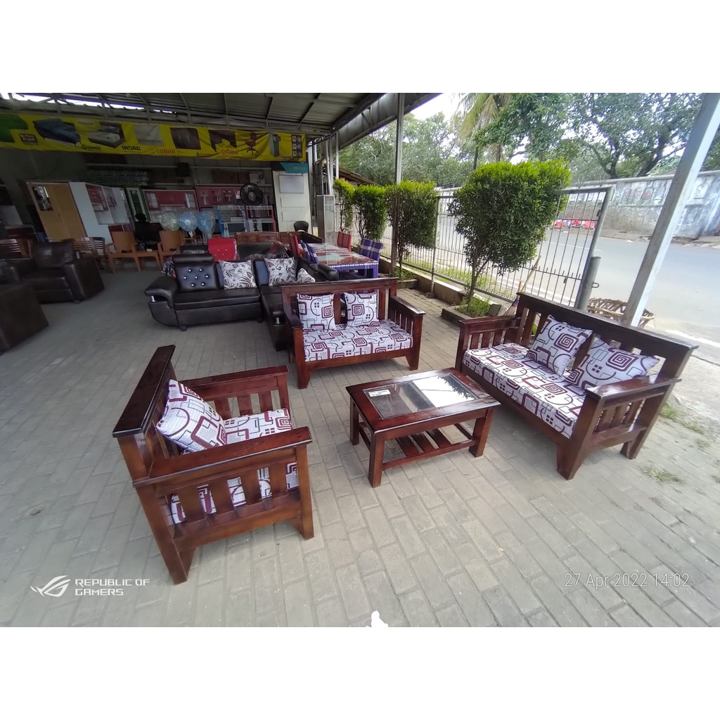 KURSI TAMU MINIMALIS 221 JATI + MEJA - FREE ONGKIR SERANG KOTA