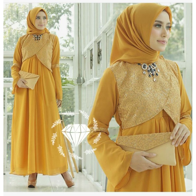 Baju Gamis Muslim Terbaru 2021 Model Baju Pesta Wanita kekinian Bahan Kekinian Busana gaun remaja
