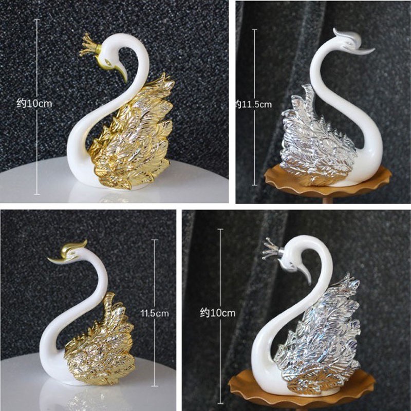 Sepasang Angsa Swan Pajangan Flaminggo Hiasan Wedding Gold Silver Decorasi Ruangan