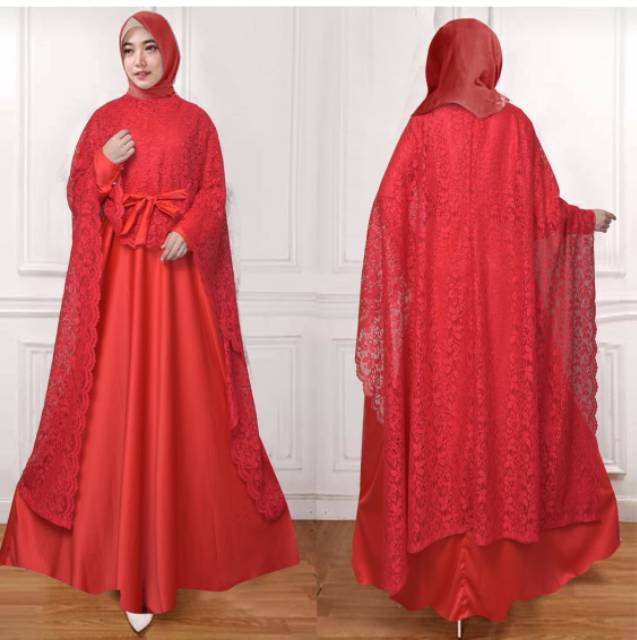 Zalina Maxi Cape Brukat Premium Fashion Muslim Wanita