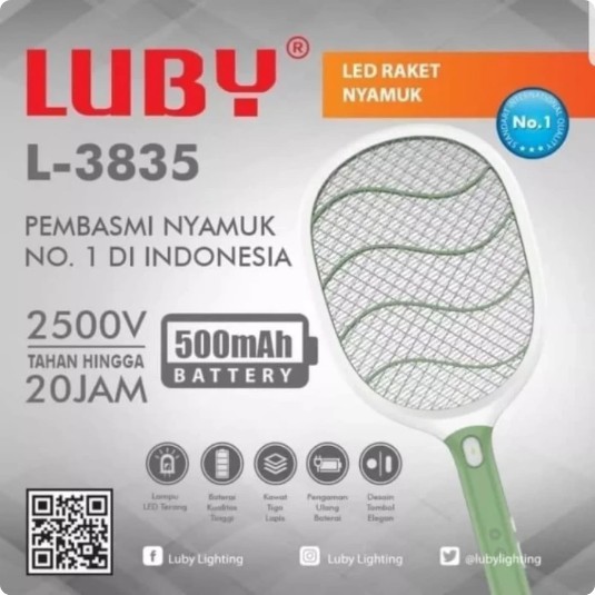 Raket Nyamuk Luby + Senter 1 Led L3801A ~ L3835A