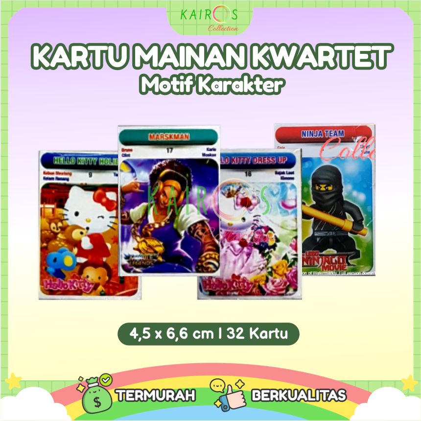 Kartu Kwartet Mainan Koleksi Anak Aneka Karakter Kartun