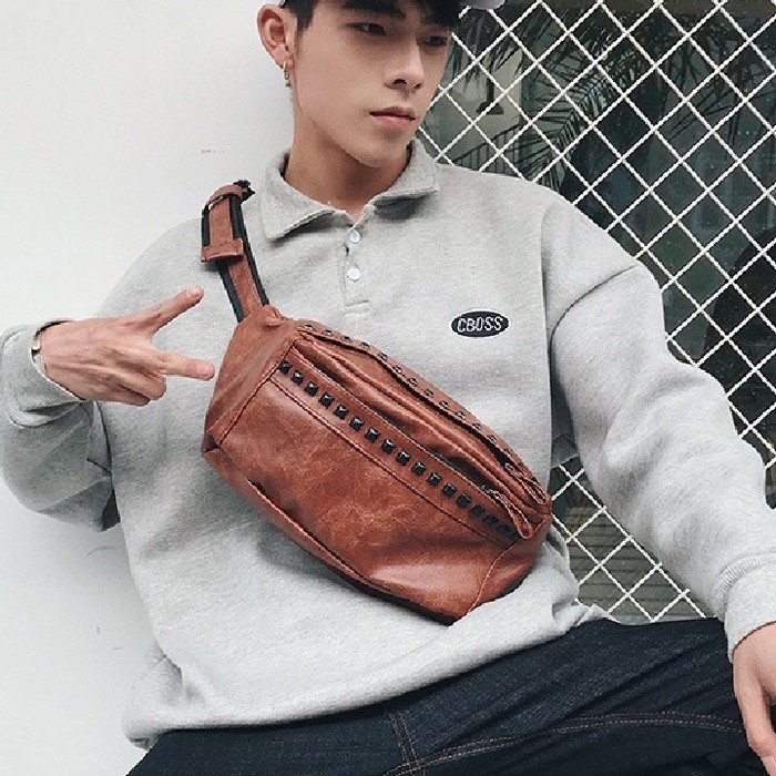 Tas Selempang Slempang Kulit Sintetis Unisex Cowok Cewek Slingbag Style Korea