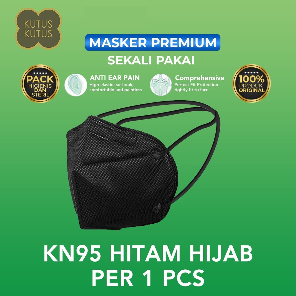 KUTUS KUTUS Masker KN95 HEADLOOP / HIJAB 5 Ply BISA PILIH WARNA HITAM / PUTIH MASK 5PLY
