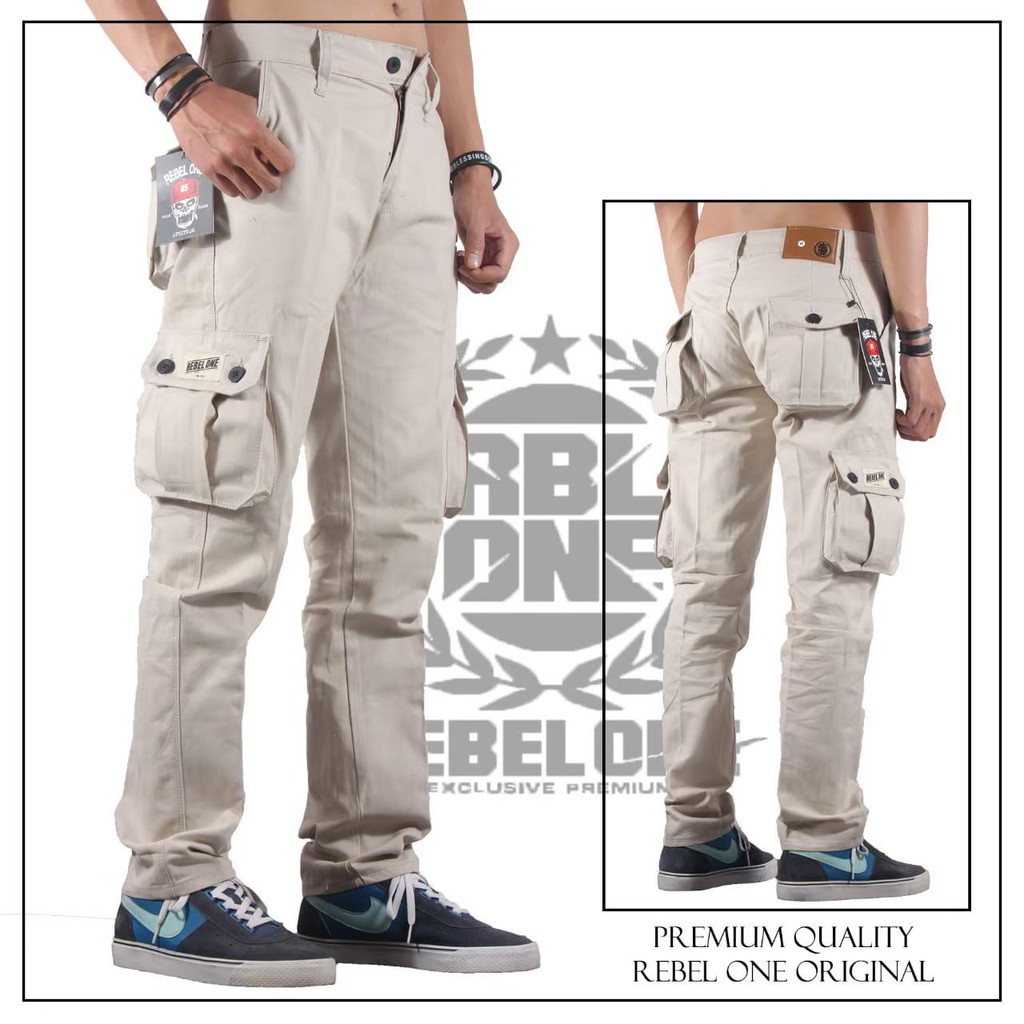 Celana Panjang Pria Canvas   - Celana Cargo Polos Panjang  - Cargo Pants PDL Best seller