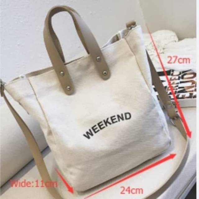 Korean Canvas Weekend Med SlingBag / Tas Slempang Kanvas Weekend / Tas jinjing