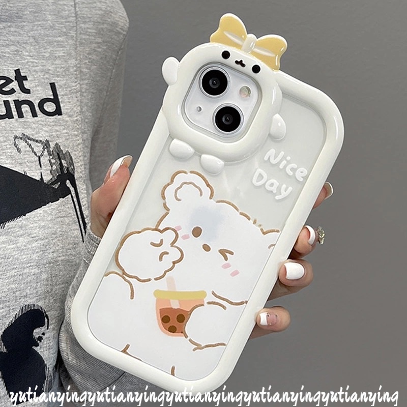 Soft Case Desain Kartun Milk Tea Bear 3D Untuk IPhone 7 8 6 6S 14 Plus XR 11 13 12 14 Pro MAX X XS MAX SE 2020