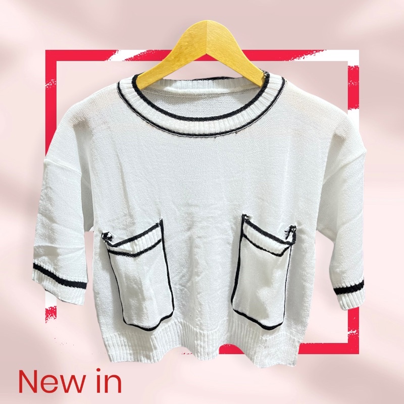 Atasan Rajut Wanita crop Blouse Korean style