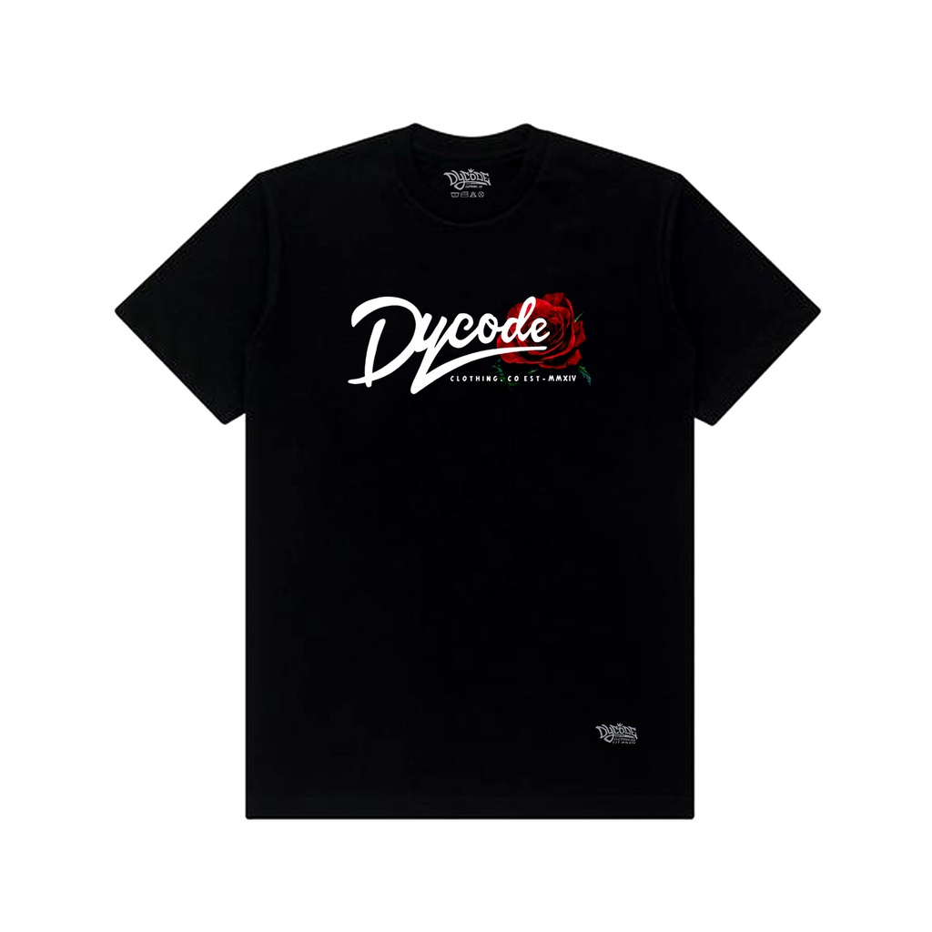 Kaos Tshirt Baju Pria Wanita Dycode Rose Bunga Mawar Hitam Kekinian