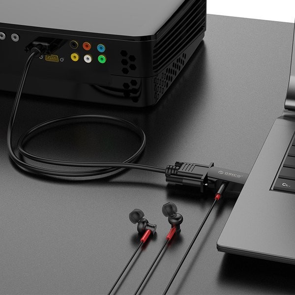 NA - Adapter HDMI TO VGA Plus Jack Audio Orico Konverter Plugin HLFV