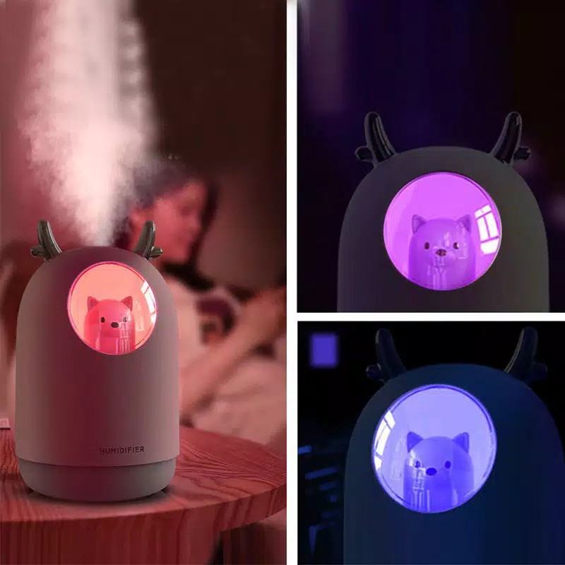 Humidifier Diffuser Beruang Cat Planet Ultrasonic Pelembab Ruangan Led