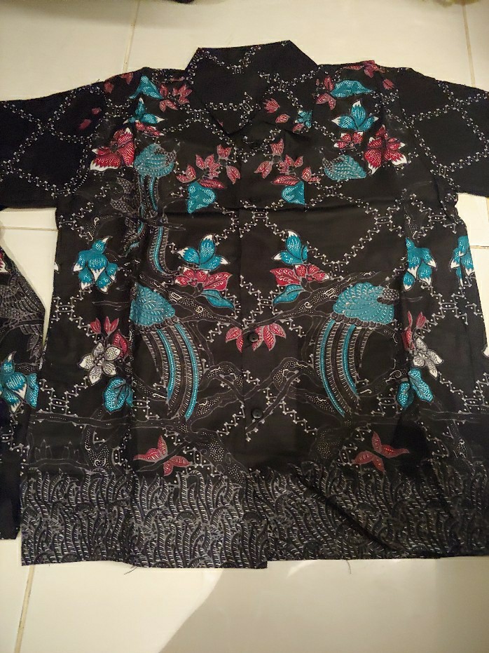 Batik Couple Keluarga - Couple Baju Batik Satu Keluarga Motif Kupu Sogan Abu2