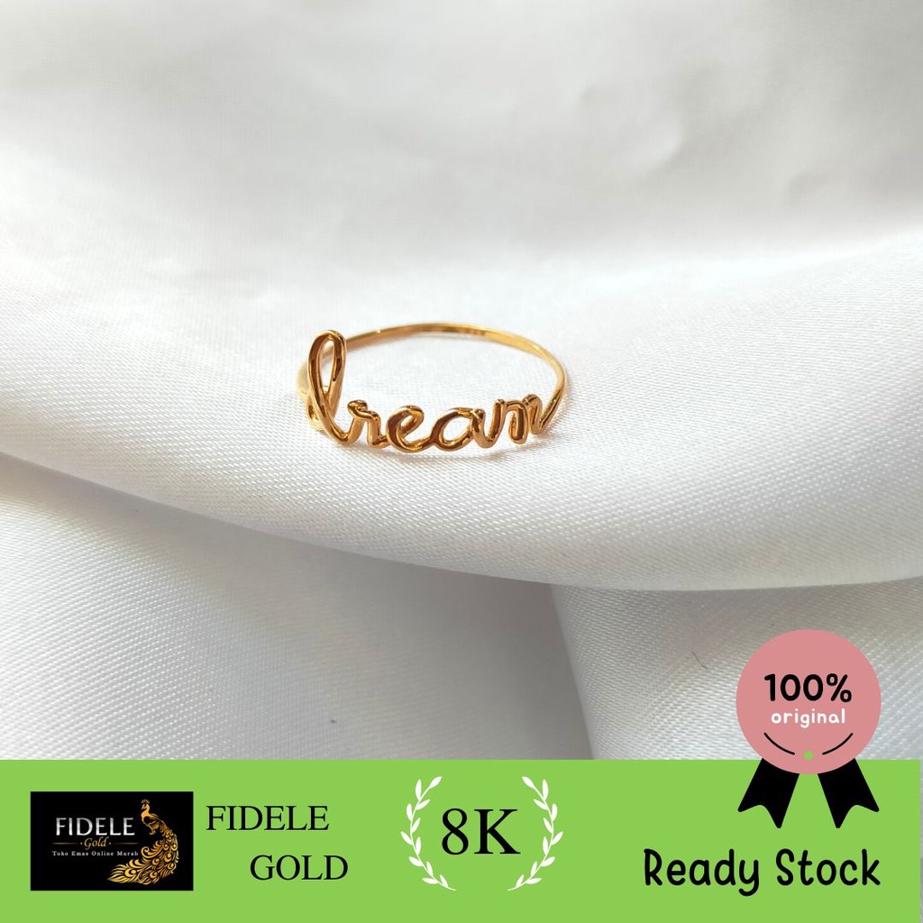Cincin Dream Emas Asli ringan elegan modern UBS linea series emas kuning toko emas