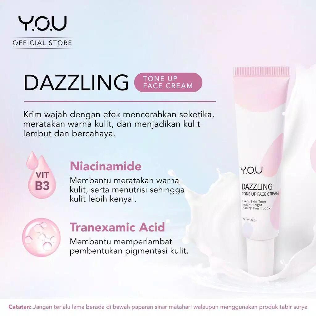 BPOM YOU Dazzling Tone Up Cream Primer Krim Pelembab Pencerah Wajah Muka Cerah Seketika