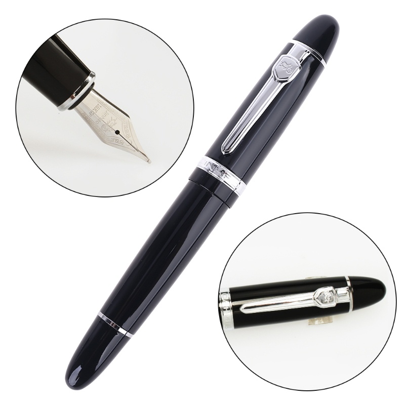 Mary New Jinhao159 Black Dan Silver Untuk M Nib Fountain Pen Tebal