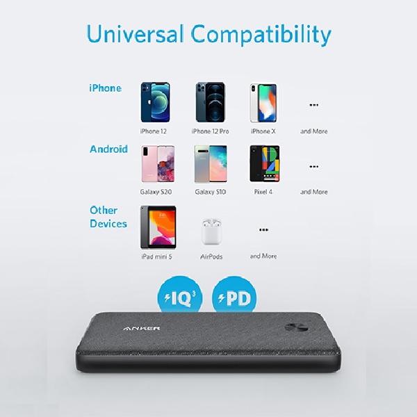 ANKER A1248 - PowerCore III Sense 10000mAh - Support USB-C PD 20W - Powerbank 10000mAh Terbaru dari ANKER