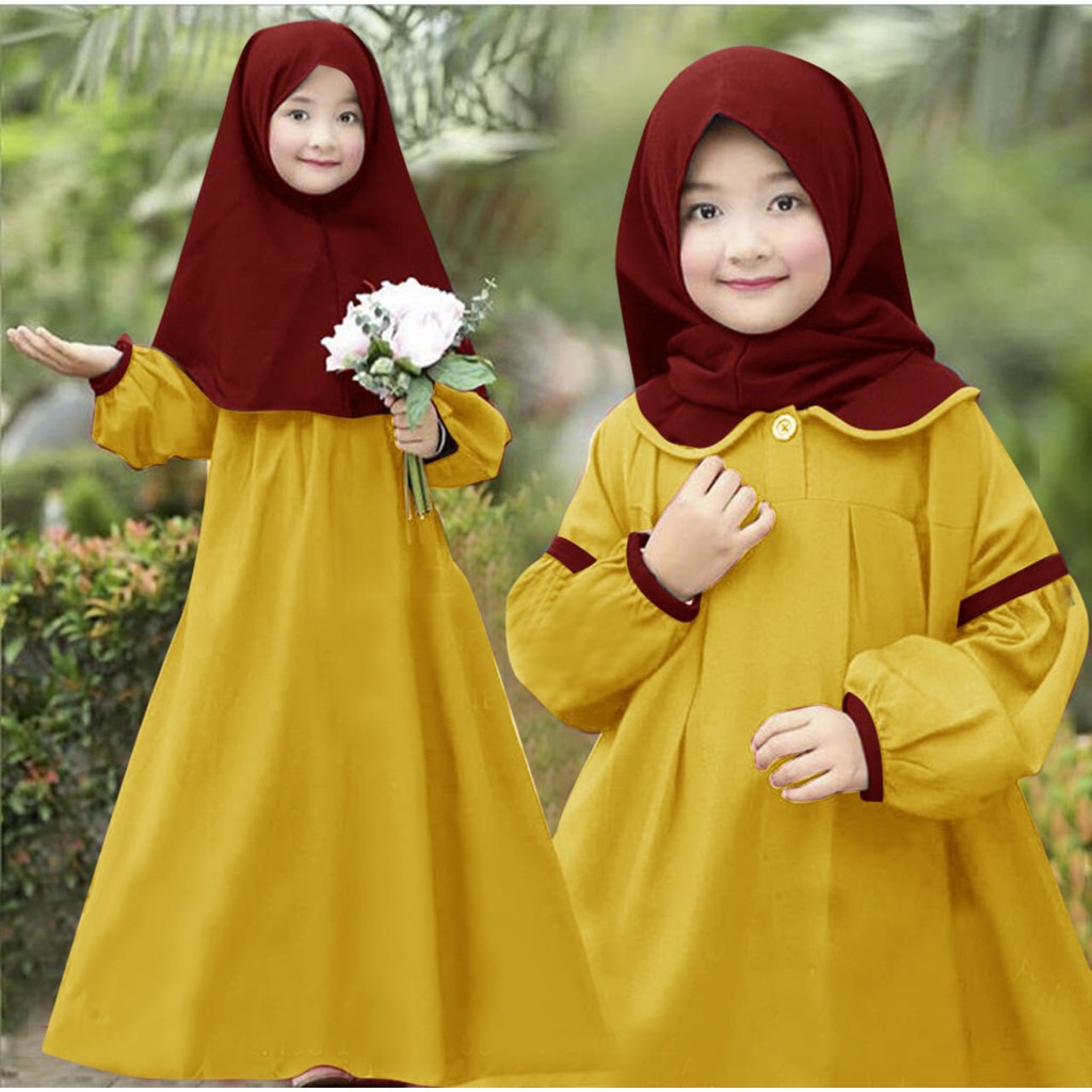 HOPYLOVY - Pakaian Muslim Anak Gamis Babydoll Kids