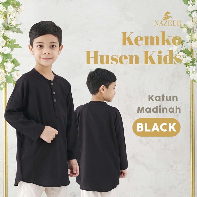 Baju Muslim Koko Kurta Basic Anak Laki Laki Lengan Panjang HUSEN KIDS NAZEER