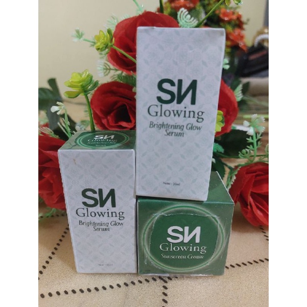 SN GLOWING PAKET RESELLER, 2 SERUM 1 SUNBLOK/BPOM/COD/ORIGINAL/OWNER SUSI SYAMSIR