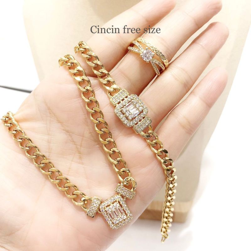 Kalung Gelang Premium Lapis Silver925 Perak Platgold mirip emas asli Premium Quality Anti karat anti alergi 828