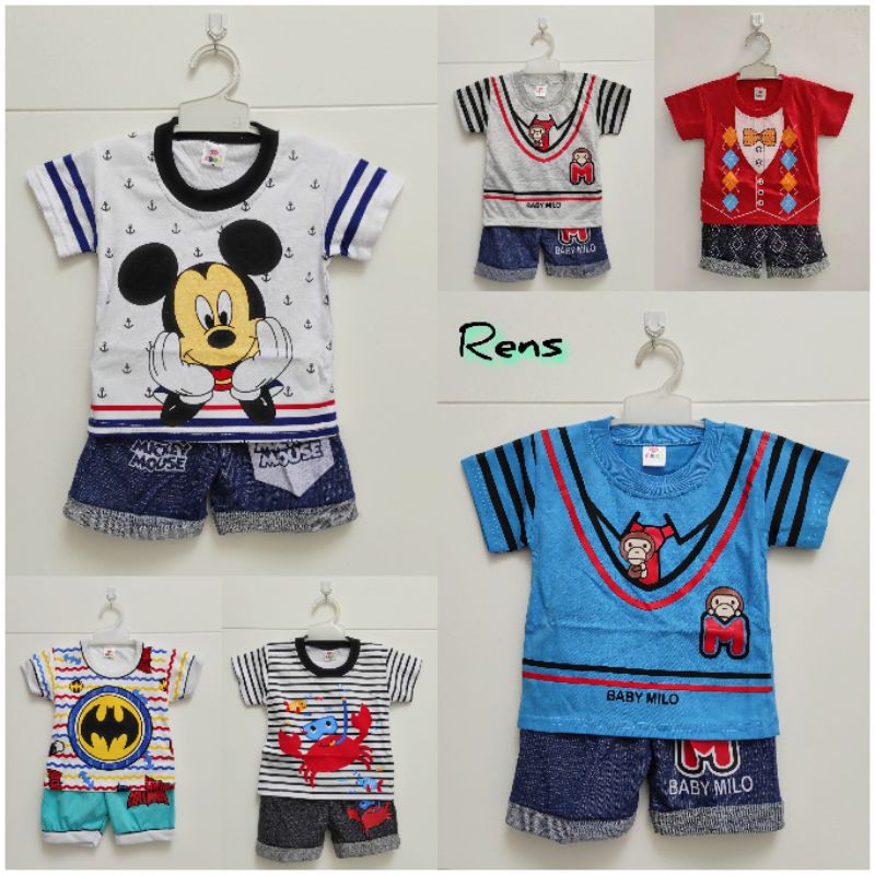 EROS PENDEK Setelan baju celana anak bayi laki-laki S M L boss doraemon