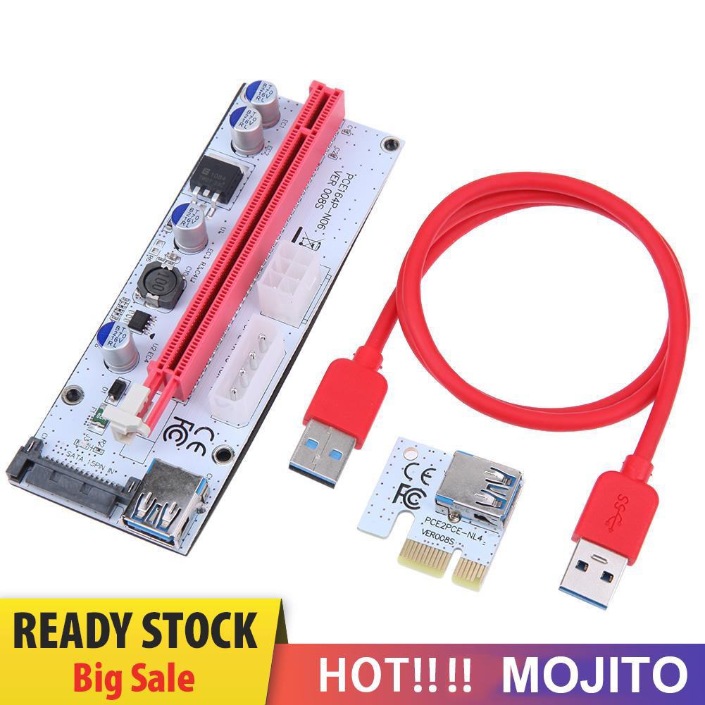 Mojito Kabel Adapter Usb 3.0 60cm 008s Pci-E Riser1X 16x Untuk Btc Miner