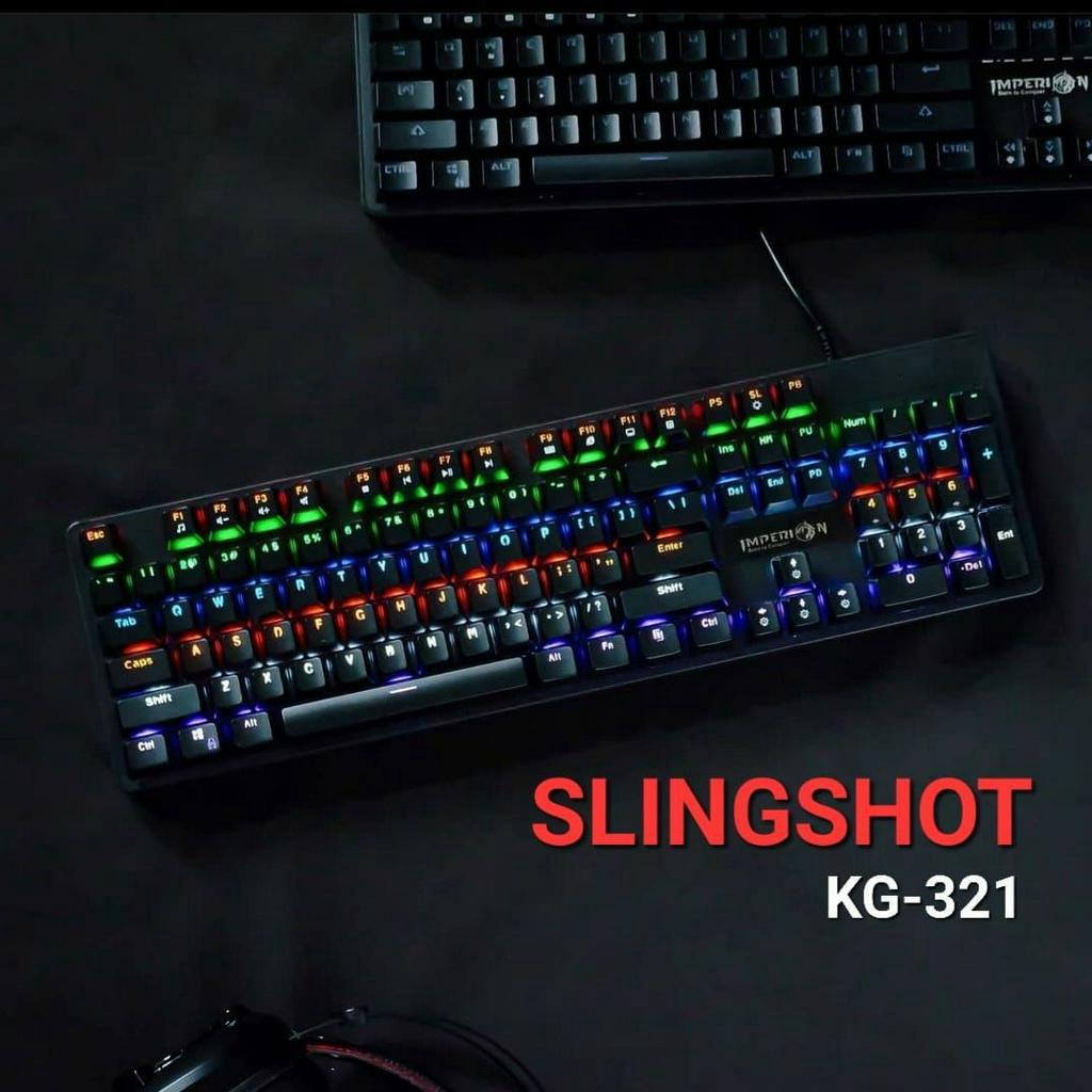 KEYBOARD IMPERION SLINGSHOT 5 MECHANICAL BLUE KEYS // SLIM LED TKL 98 KEYS GAMING OFFICE MULTIMEDIA // LAPTOP PC KOMPUTER ANDROID TEN KEY LESS