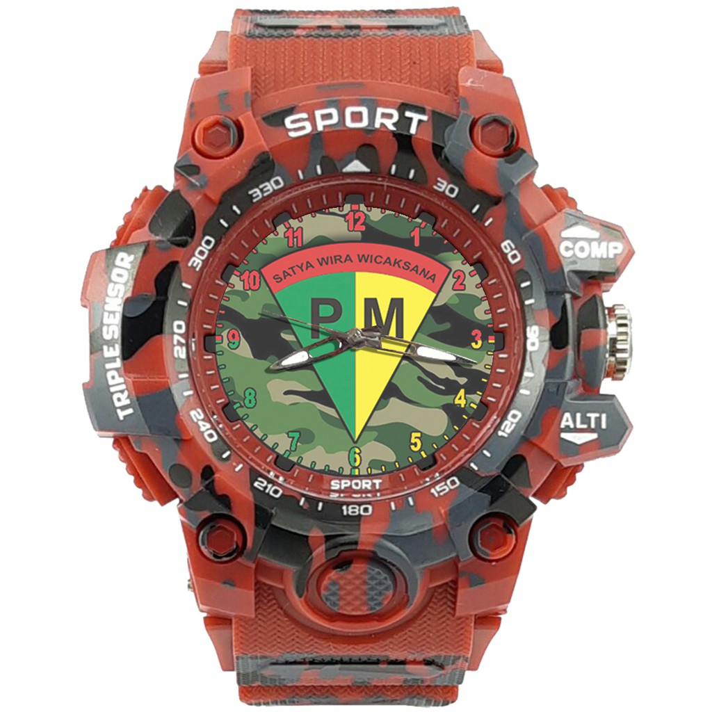 {Istimewa} Jam Tangan PM - POLISI MILITER 1 Merah Army Water Resistant