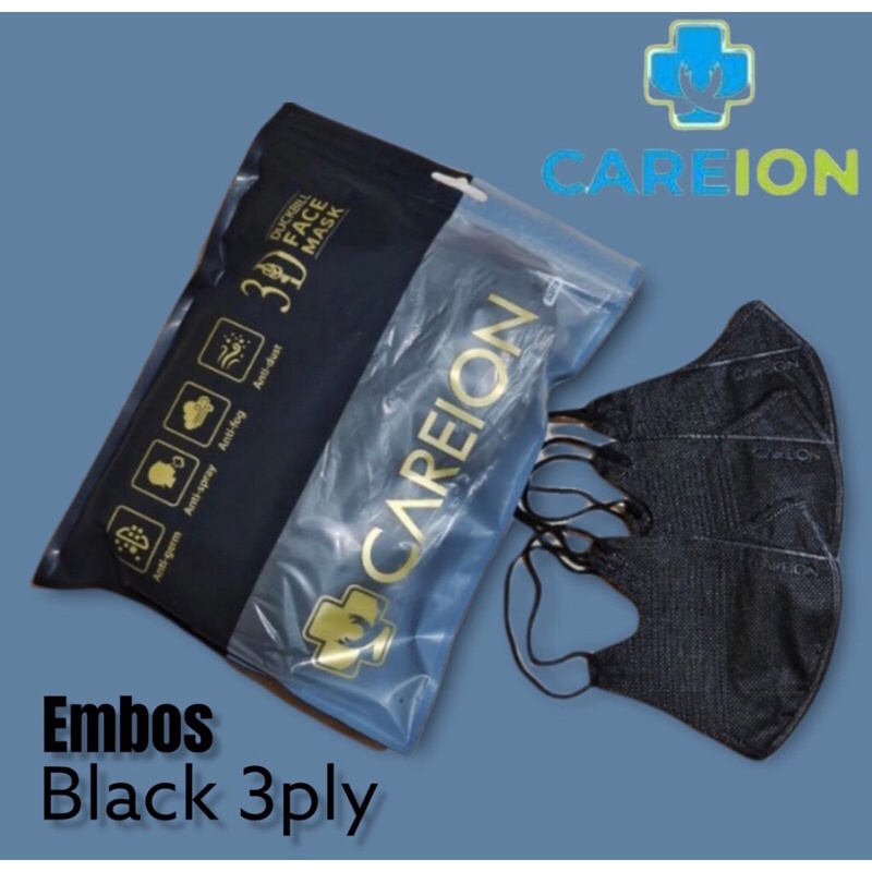 masker duckbill careion HITAM isi 50pcs/box