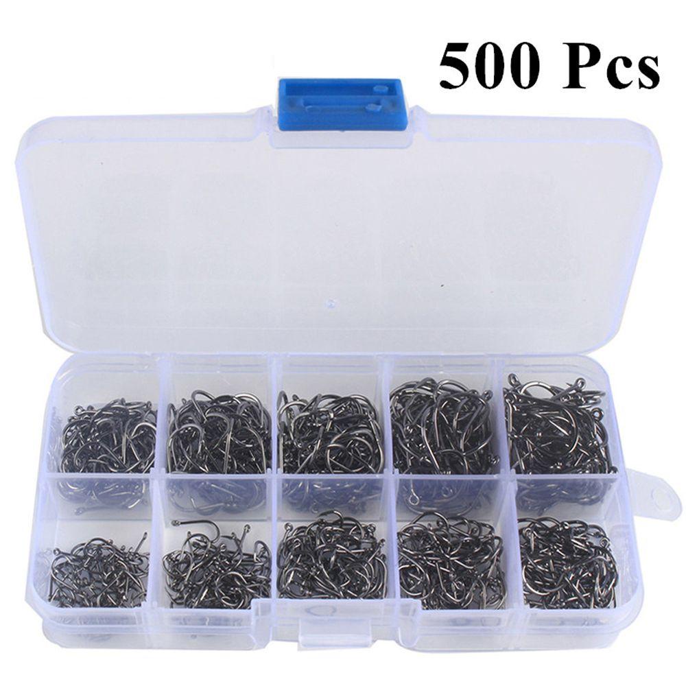 Lanfy Memancing Kait Lingkaran Tunggal Jig Kepala 100 Pcs/500 Pcs Alat Memancing Fishing Tackle Memancing Umpan Aksesoris Memancing Berduri Fishhooks