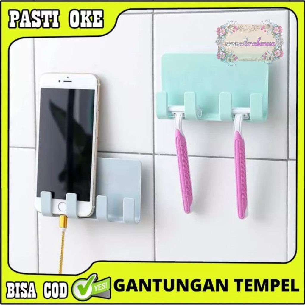 RT108 gantungan hook tempel dapur kamar mandi charger hp 4 kait serbaguna SB3761