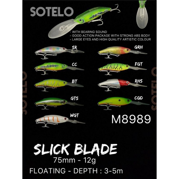 Umpan Pancing Minnow Sotelo Slick Blade 75mm 12g Floating