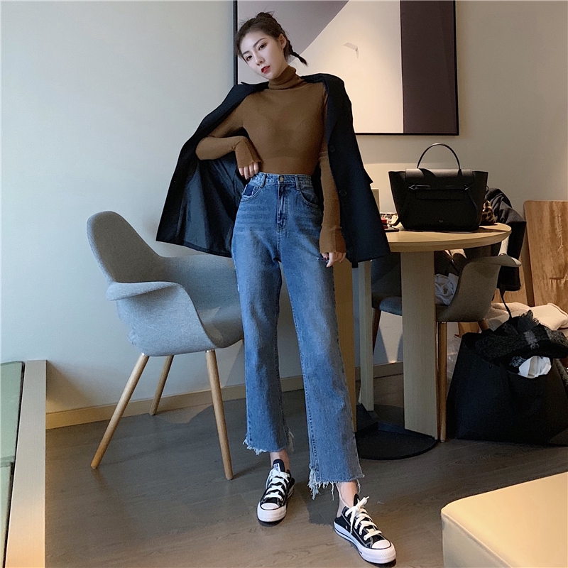  Celana  Panjang Model Longgar Lebar High Waist Desain  Sobek  