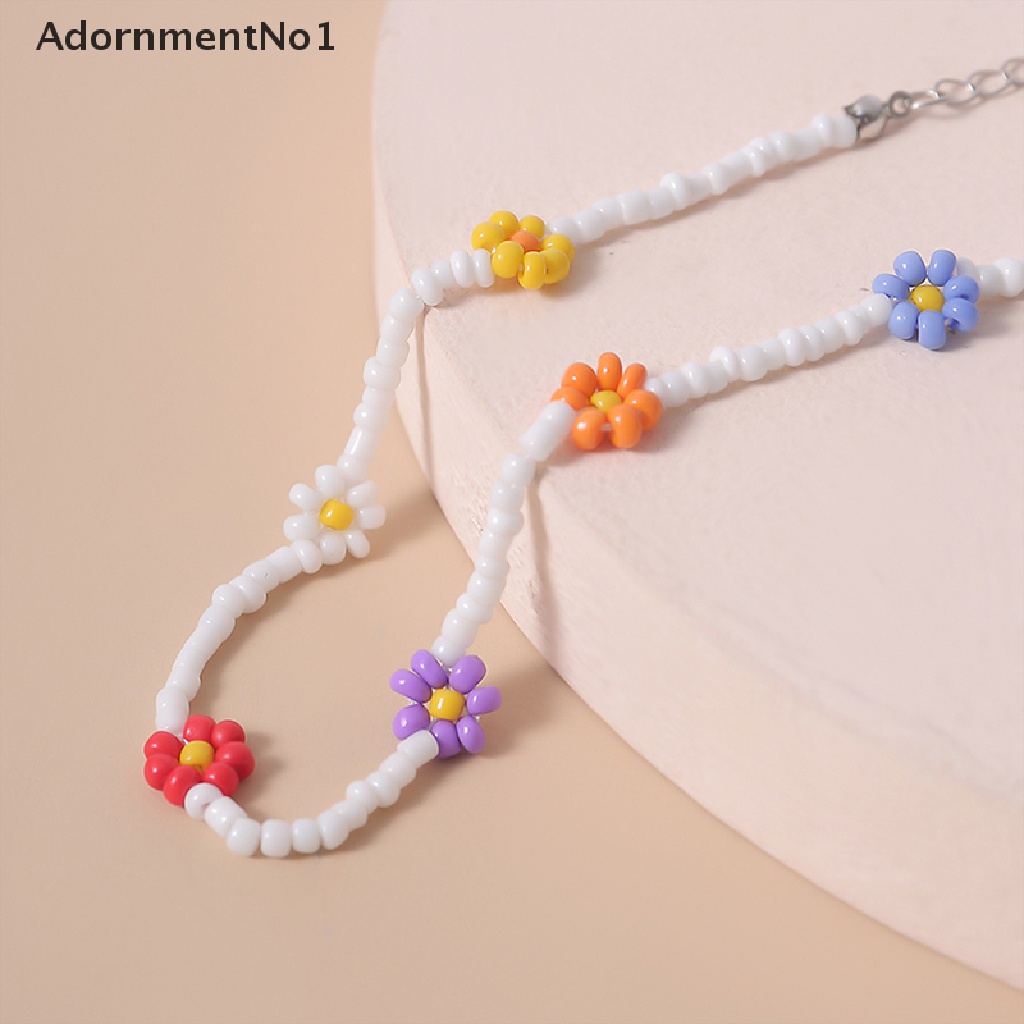 (AdornmentNo1) Kalung Choker Handmade Gaya Bohemia Motif Bunga Aster Aksen Manik-Manik Untuk Perhiasan Wanita