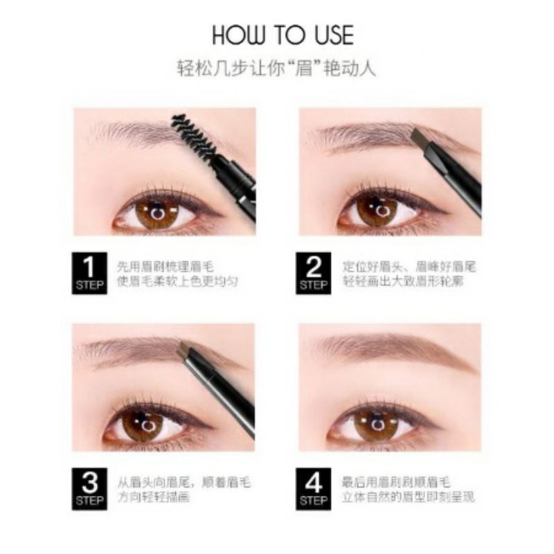 Pensil Alis waterproof double head spin automatic eyebrow pensilalis putar - Pensilalis Anti Air