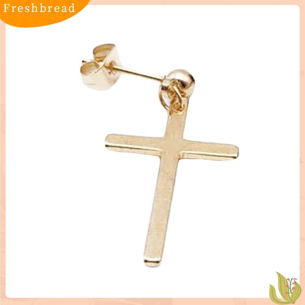 【 Fresh 】 1Pc Anting Tusuk Model Salib Bahan Stainless Steel Gaya Punk untuk Pria / Wanita