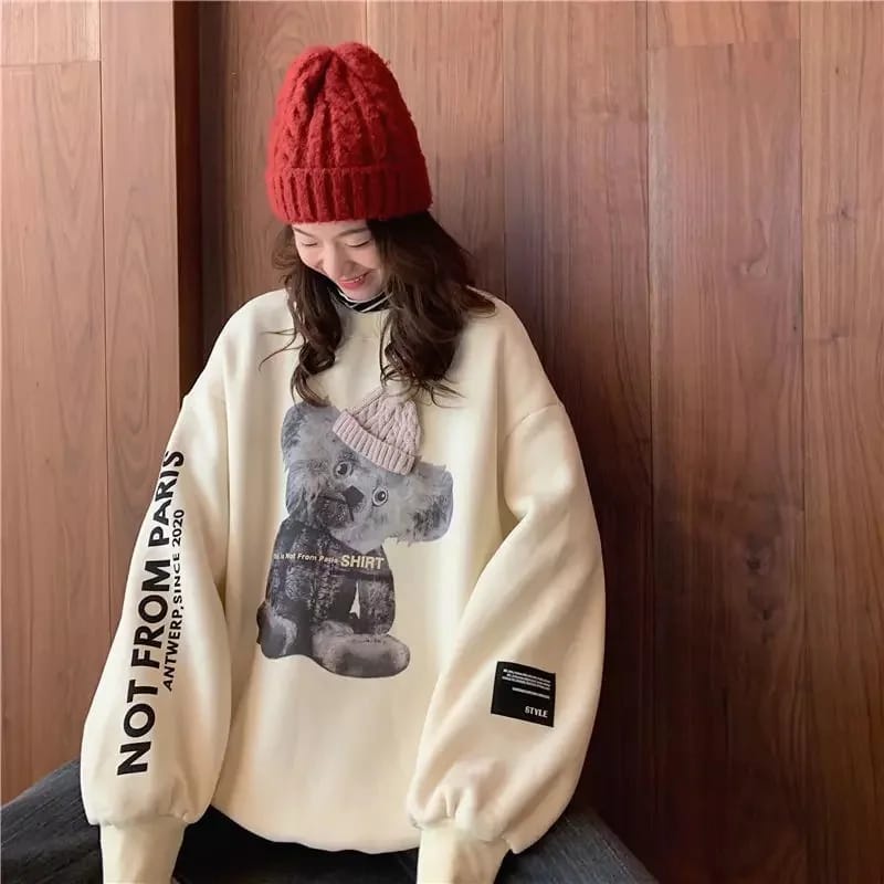 Sweater Oversize Not From Paris l Oblong Matt Fleece Tebal Premium Korean Style