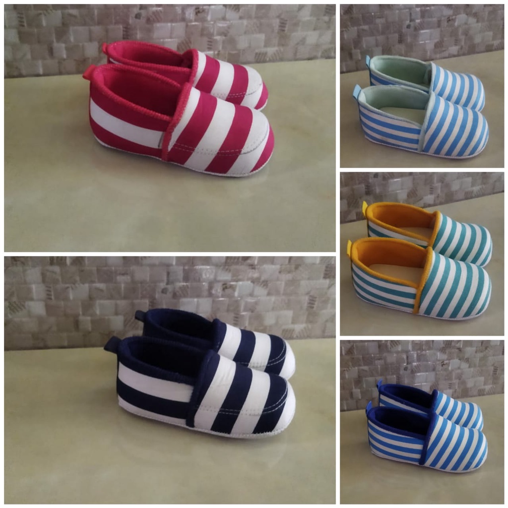 SEPATU BAYI SLIP ON ANAK LAKI-LAKI/PEREMPUAN MOTIF SALUR 0-12 BULAN