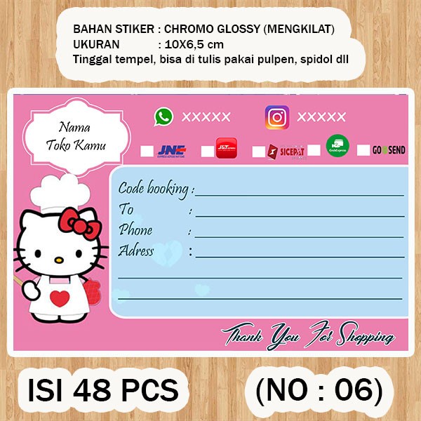 

( STIKER PENGIRIMAN ) Shipping label ( /pack isi 48pcs no.6 )