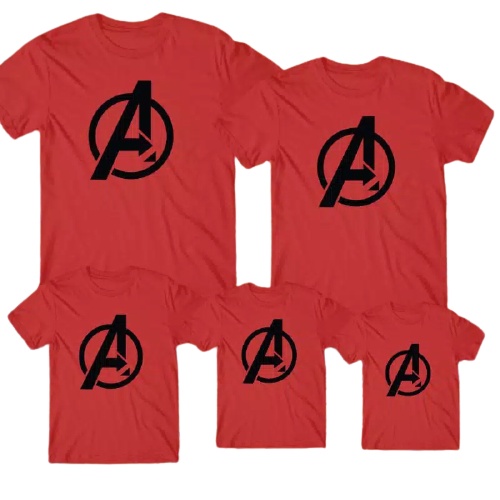 Kaos couple keluarga motif avenger / baju distro anak ayah dan bunda logo super hero / kaos couple f