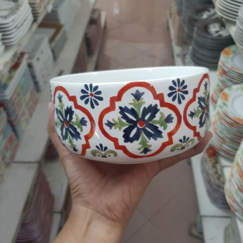 MAROKO BOWL MANGKOK MANGKUK KERAMIK SANGO MOTIF MAROCO BATIK SAJI LAUK KUAH JUMBO