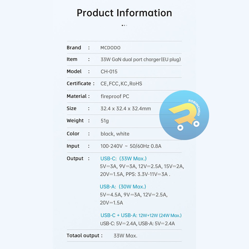 MCDODO Adaptor GAN 33 Watt Charger Dual Slot Fast Charging VOOC - QC3.0 - QC4.0 - Aplle 2.4a, Iphone Fast Charging - Adaptive Fast Charging(AFC) - FCP - SCP Charger Samsung - Adaptor oppo - Adaptor Samsung - Adaptor Vivo - Adaptor Xiaomi - Adaptor Huawei